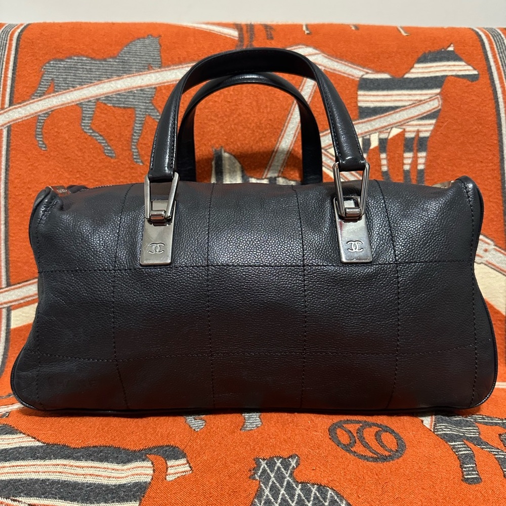CHANEL Black Satchel with Silver Accents